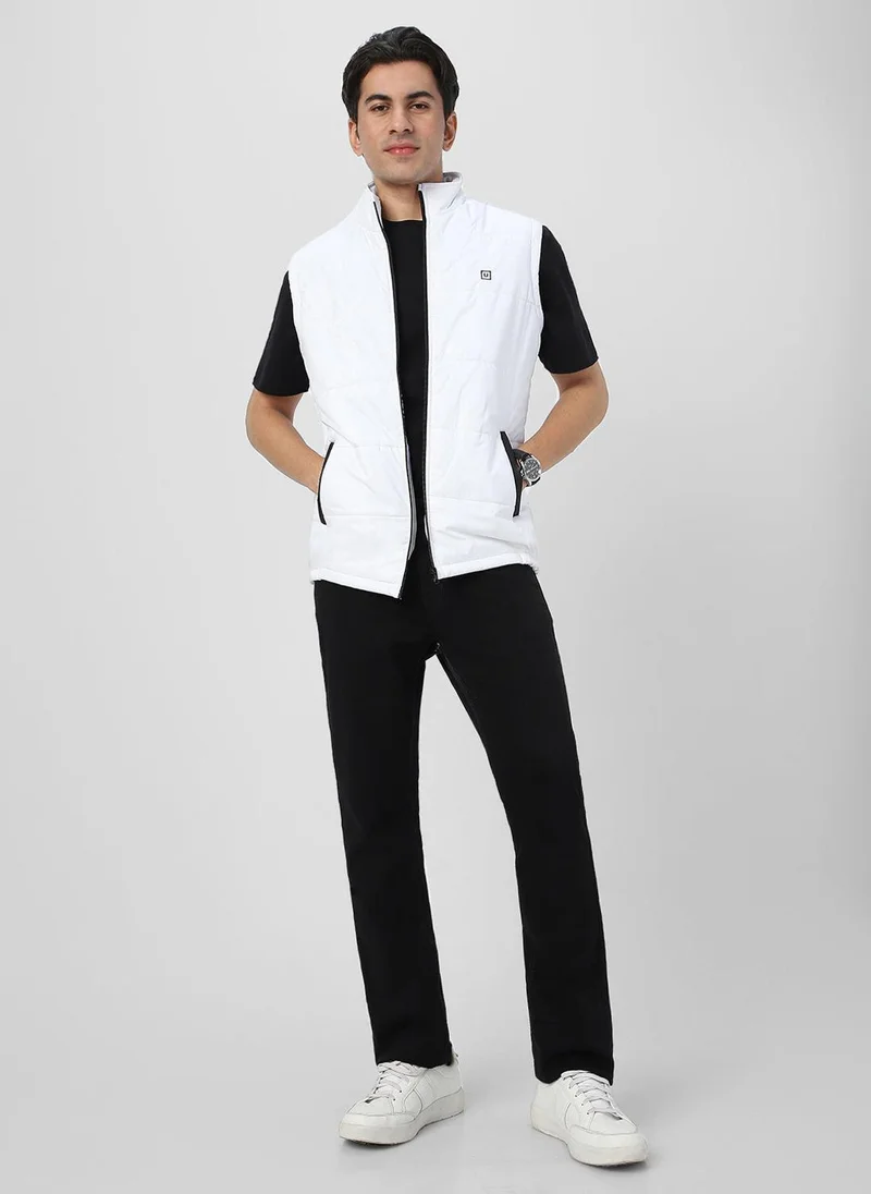 Urbano Fashion  Urbano Fashion Men's White Sleeveless Zippered Puffer Jacket for Men | Best Price UAE